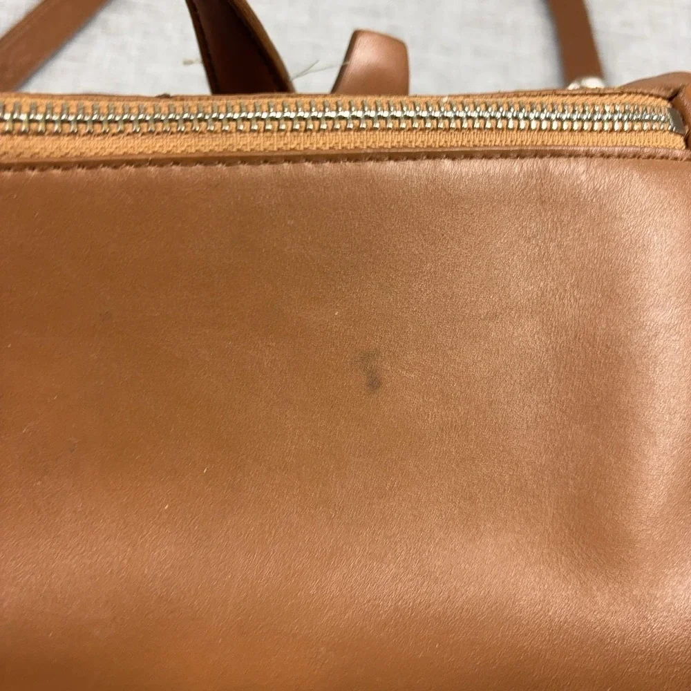 Lancaster Satchel Bag Womens Medium Brown Leather Top Handle Crossbody Zip